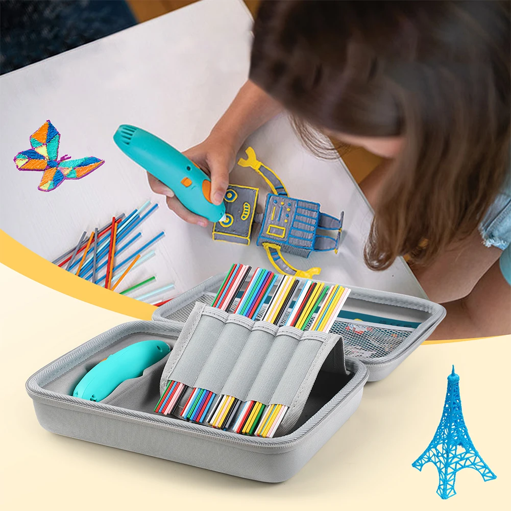3Doodler Start+ Essentials (2024) 3D 펜 세트용 휴대 가방, 필라멘트 리필 및 충전기용 낙하 방지 보호 케이스
