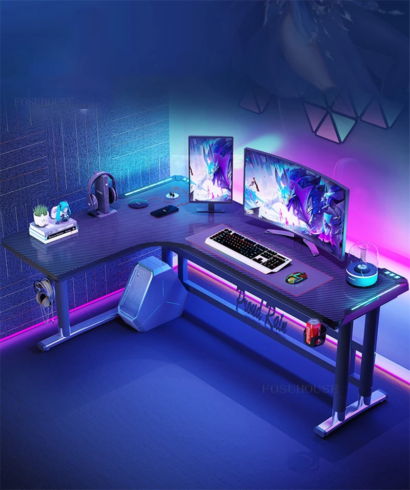 Description Picture 6 of itemNordic L Shaped Gaming Table Desktop Computer Desks Home Bedroom Writing Office Table Corner Gaming Desks Double Computer Tables