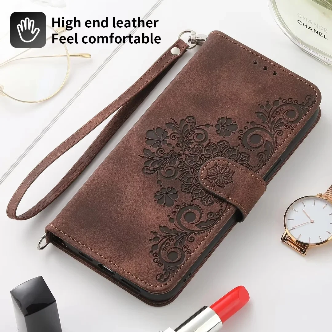 Luxury Leather Flip Wallet Phone Case with Card Holder Compartments