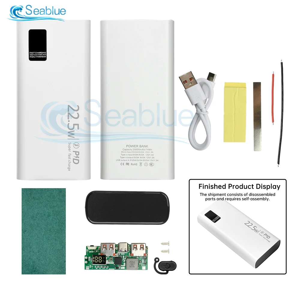 Kit Power Bank fai-da-te a ricarica super veloce da 22,5 W con display digitale in tempo reale Protezione tripla di ricarica rapida bidirezionale di tipo C - immagine 5