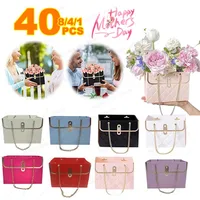 Sac à main créatif Portable, boîte d'emballage en papier de fleurs, fourre-tout pour Bouquet, cadeaux de fête d'anniversaire pour la saint-valentin, fête des mères 1