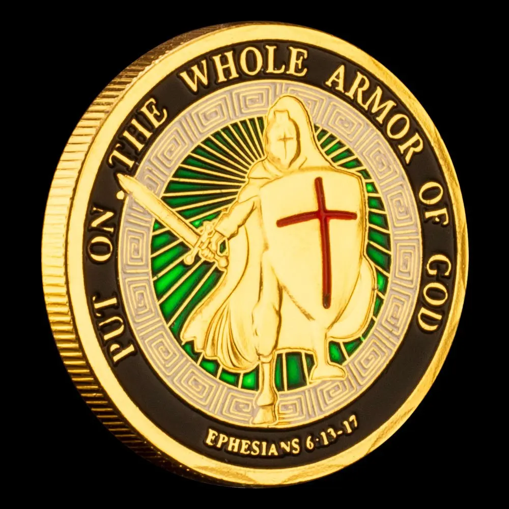 Put on The Whole Armor of God Commemorative Challenge Coin Collection - Gold Collectible Gift