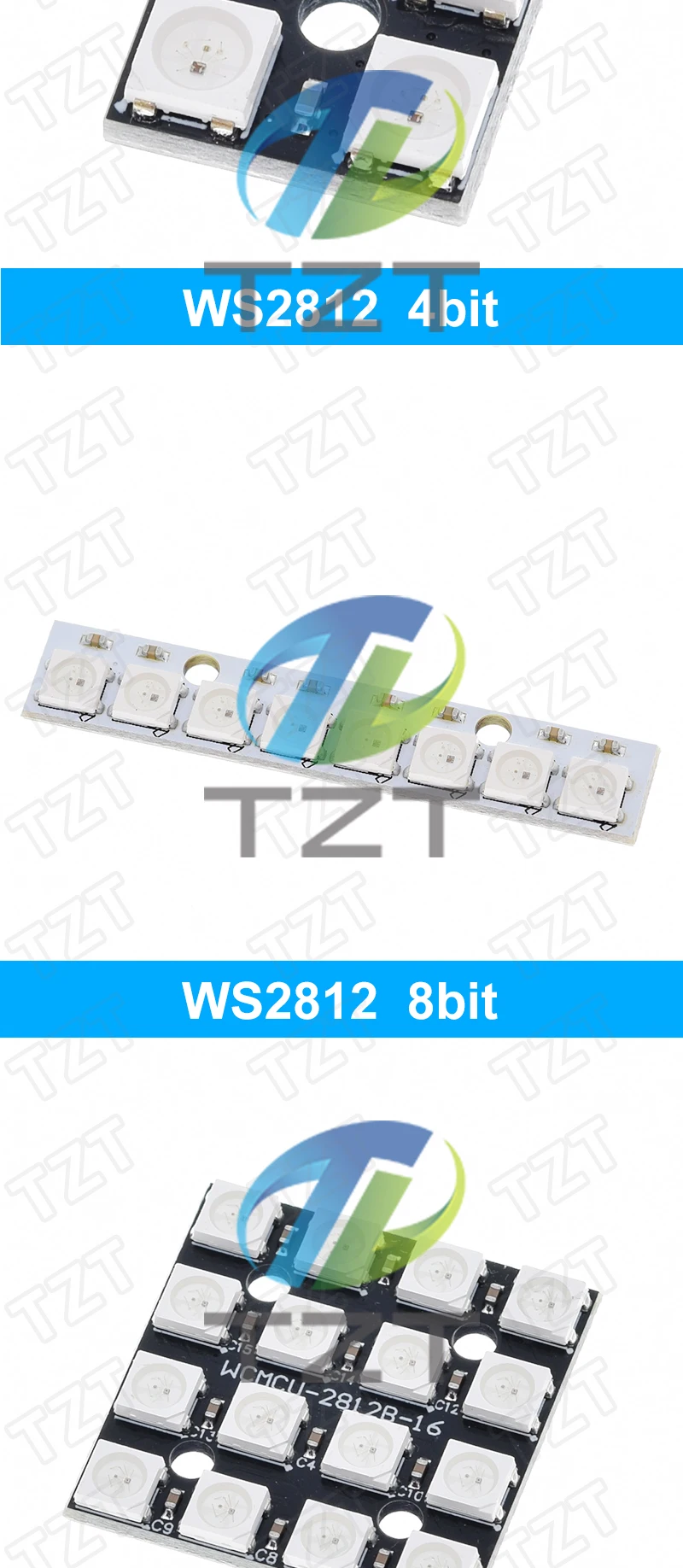 4 8 12 16 Kanal WS2812 WS2812B WS 2811 5050 RGB LED Lampenpanel Modul 5V 1Bit 4Bit 8Bit 12Bit 16Bit 24Bit Regenbogen LED Präzise – Detail 3