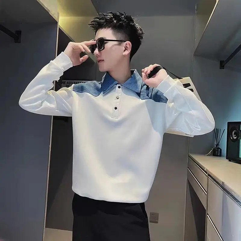 

Fashion Lapel Spliced Loose Fake Two Pieces Shirts Men's Clothing 2022 Autumn New Oversized Casual Tops All-match Korean Shirt