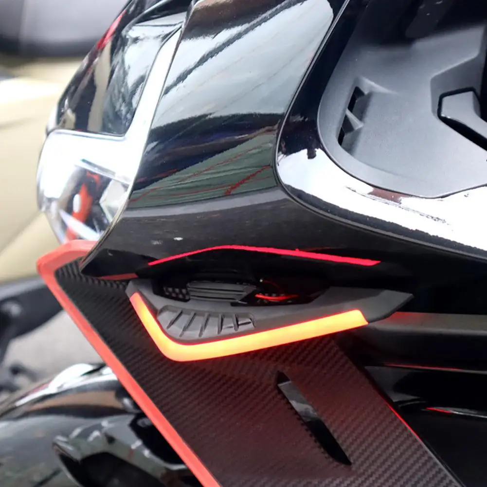 Motorcycle led lights motorcycle accessories 2Pcs motorcycle front side spoiler winglets-aerodynamic wing set with LED light adhesive sticker universal fit