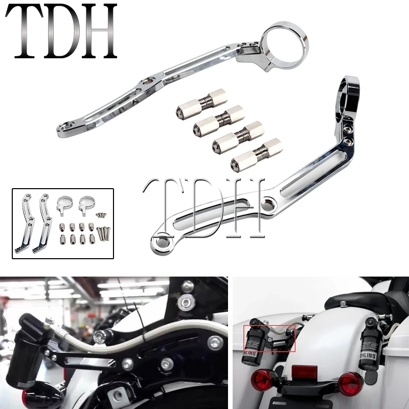 Moto Ohlins Legends Revo Shock Serbatoio Remoto Supporti Staffe Kit Per Harley Touring Road King Bagger 14 + Accessori