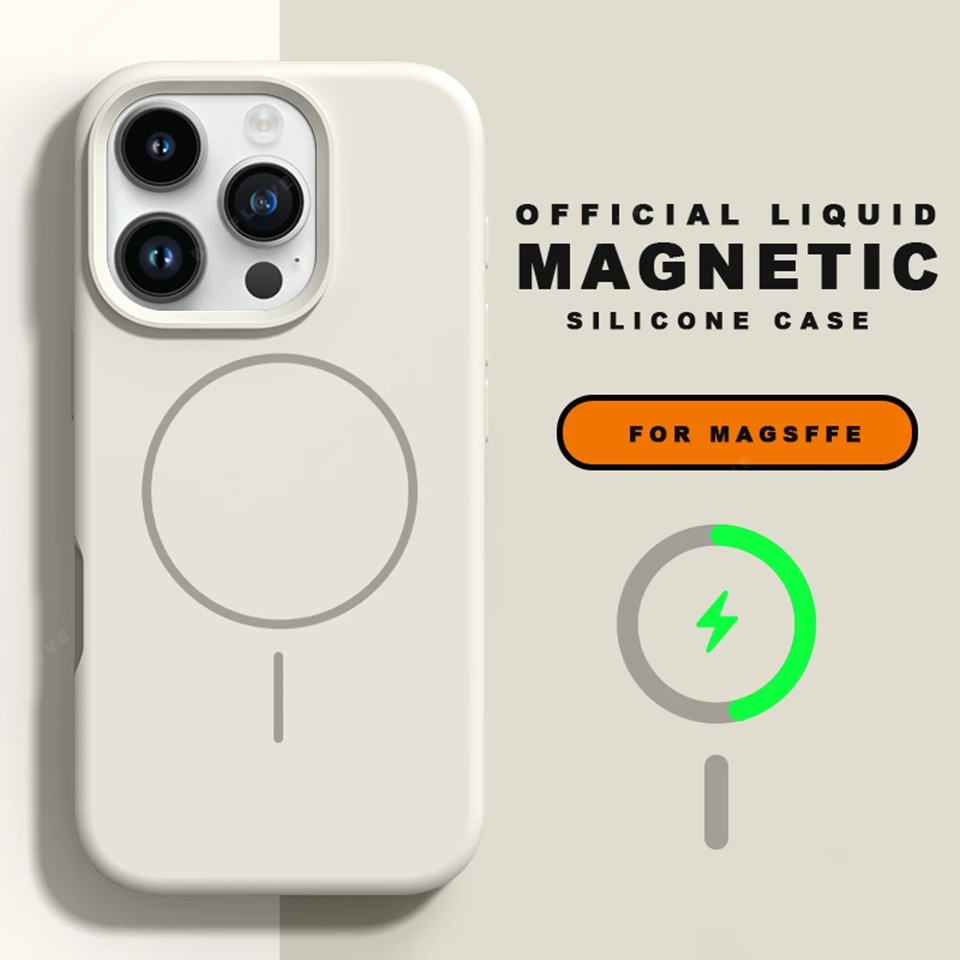Official Magnetic Liquid Silicone Phone Case with MagSafe Charge Protector - Soft Cover