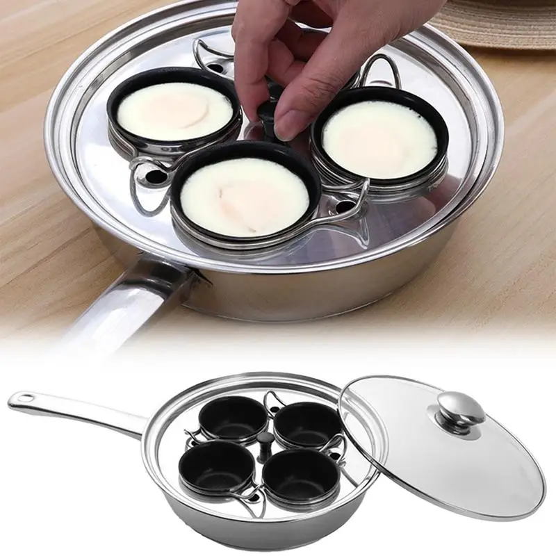 Egg Poacher Pan Stainless Steel Poached kitchen Egg Cooker Perfect Poached Eggs Maker Induction Cooktop Steamer Frying Pans