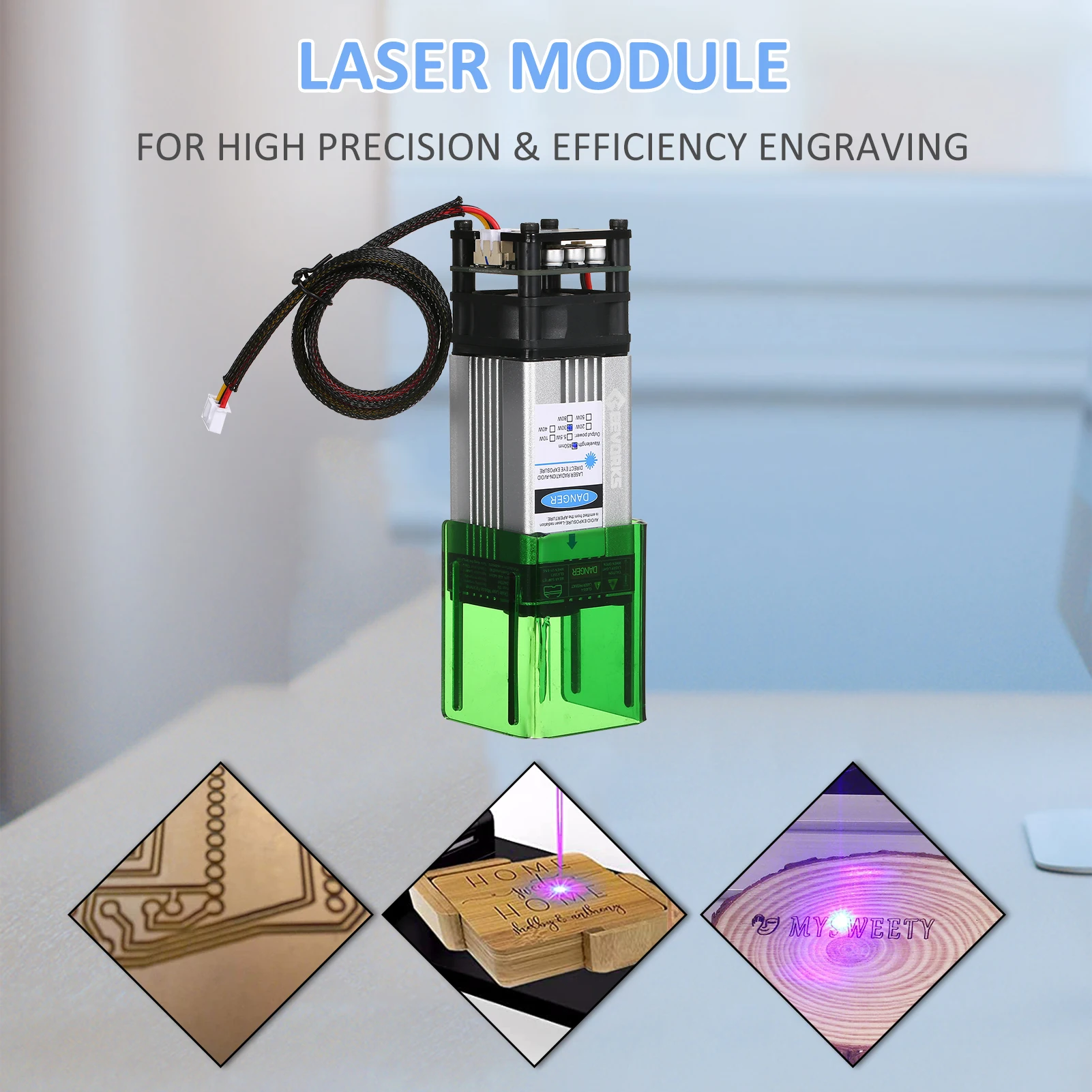 Laser Module Kits Laser Engraver Cutter CNC Router Module for Engraver Wood Cutting 80W 450nm