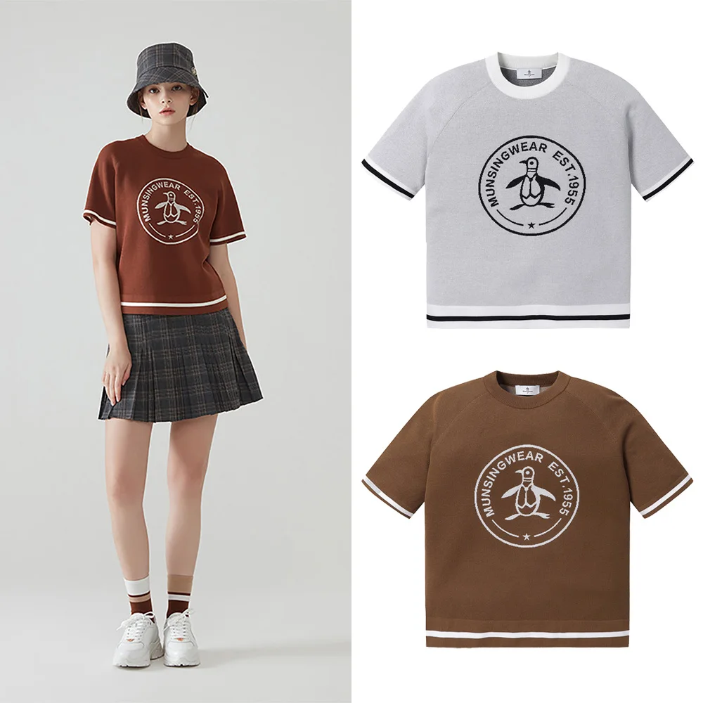 MUNSINGWEAR New Women's Knitted T-shirt! Charm Continues To Be Released! Autumn, Luxury, Golf Trend, Sports Short Sleeves!