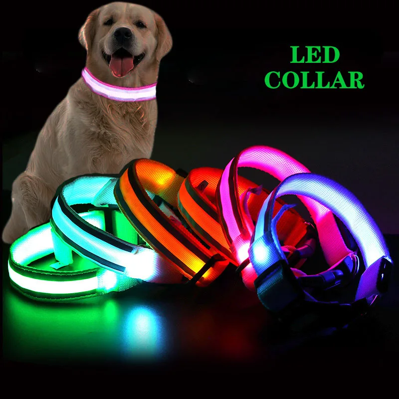 

Dog Collar Rechargeable Luminous LED Glowing Collar Adjustable large Dog Night Light Collar Pet Safety Collar for Small Dogs Cat