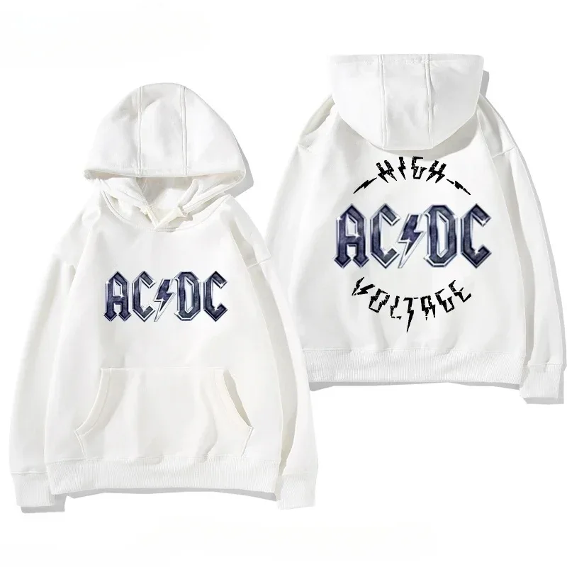 Men's AC/DC Hoodie - Autumn Winter Fleece Lined Printed Band Pullover