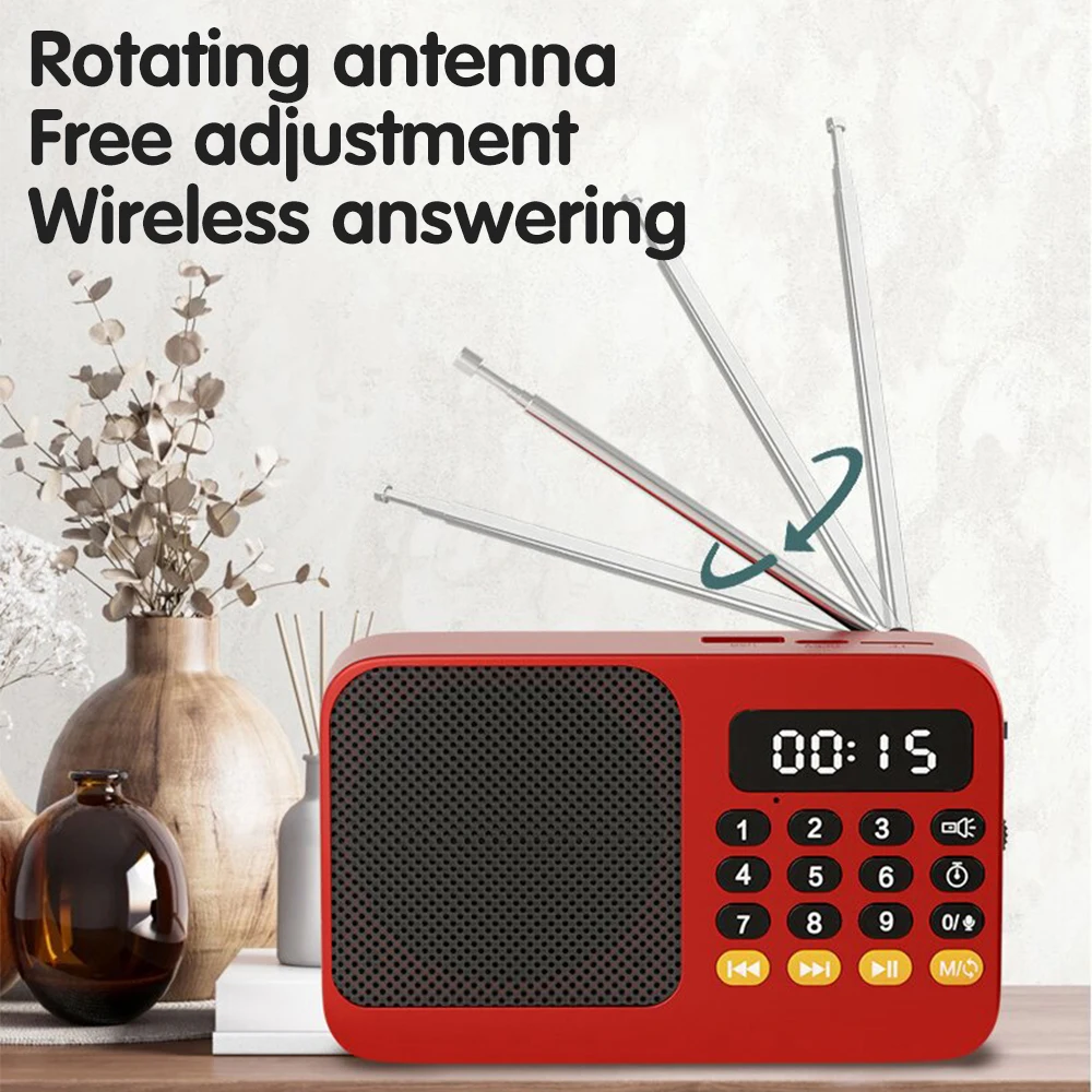 Outdoor Portable Rechargeable FM Radio - Camping Bluetooth Speaker with LED Flashlight, TF/USB MP3 Player & LCD Display