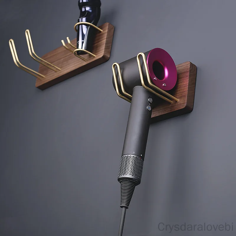 

For Dyson Blower Rack Home Decor Bathroom Storage Stand Nozzles Hair Dryer Holder Walnut Wood Accessories Organizer Wall Mount