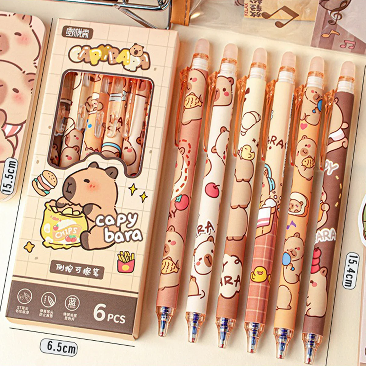 Charming Capybara Gel Pens – Erasable & Refillable Ink, Smudge-Free Writing, Perfect for School, Office & Gifts