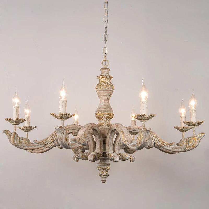 

New Export Chandeliers Countryside Wood Art Dining Room Pendant Lamp Country Candle Living Room Bedroom Study Chandelier Lights