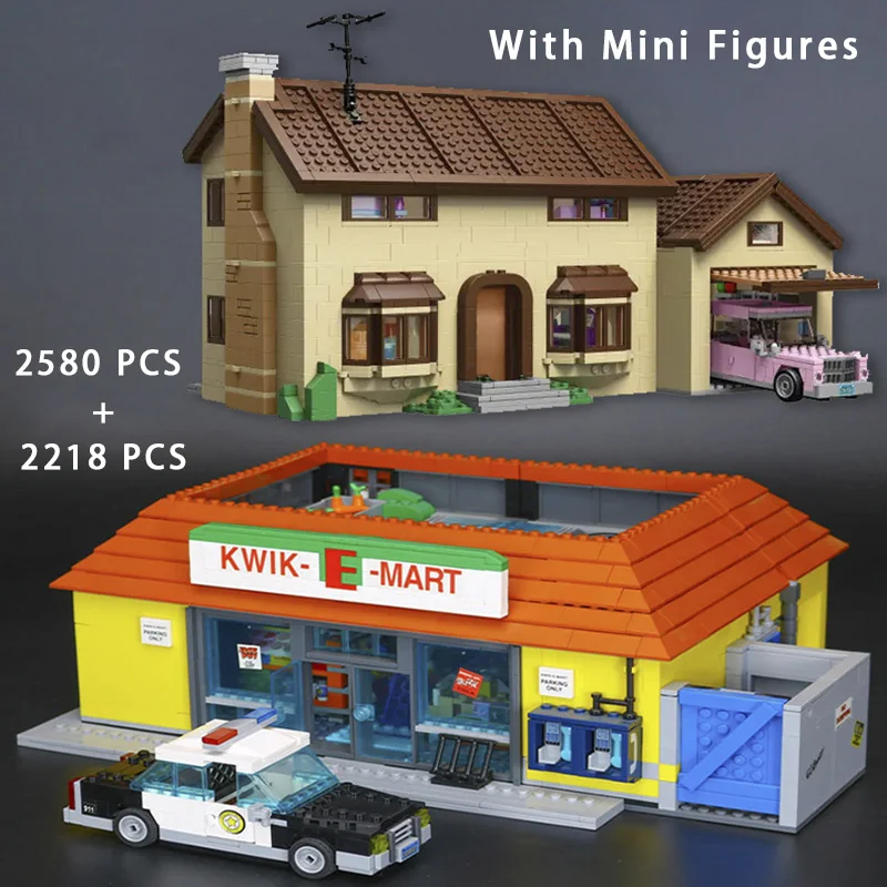 

Совместимость 71006 71016 дом супермаркета и Kwik E Mart строительные блоки кирпичики город удобный магазин Рождественская игрушка подарок