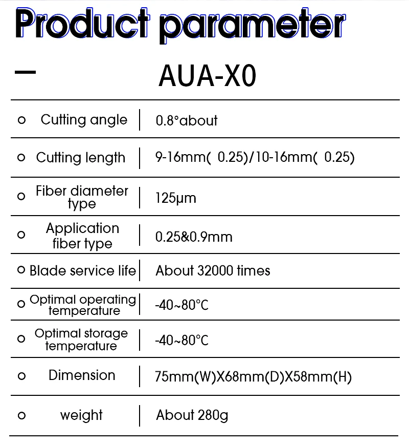 High Precision AUA-X0 Fiber Cleaver Cable Fiber Optic Cutting Knife Tools Cutter