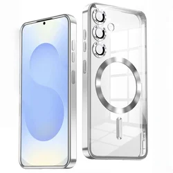 Magnetic Luxury Phone Case with Full Camera Lens Protector for Galaxy S26 Plus (Silver)