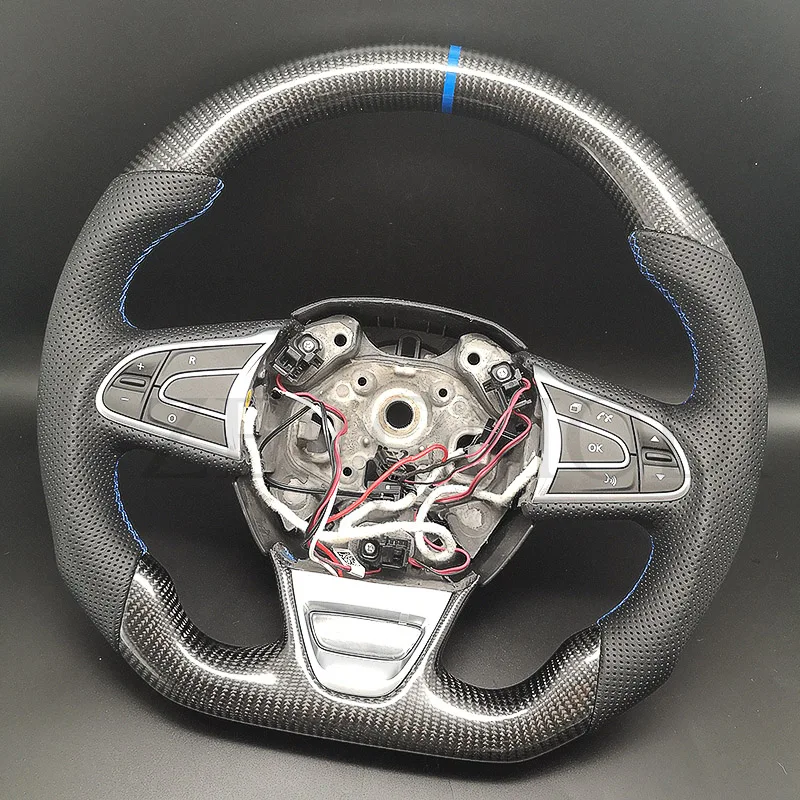Custom Carbon Fiber Leather Steering Wheel For Renault Scenic 1 2 3 4