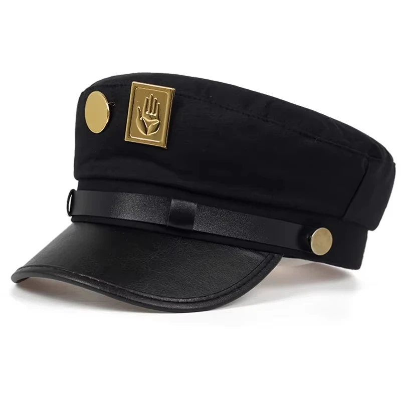 Anime JoJo's Bizarre Adventure Kujo Jotaro Cosplay Cap Unisex Adult Metal Badge Hat Prop baseball caps,cosplay hat,baseball hat