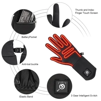 Savior Heat Electric Heated Glove Liners for Men Women Rechargeable Battery Heating Riding Ski Snowboarding Cycling Thin Gloves 3