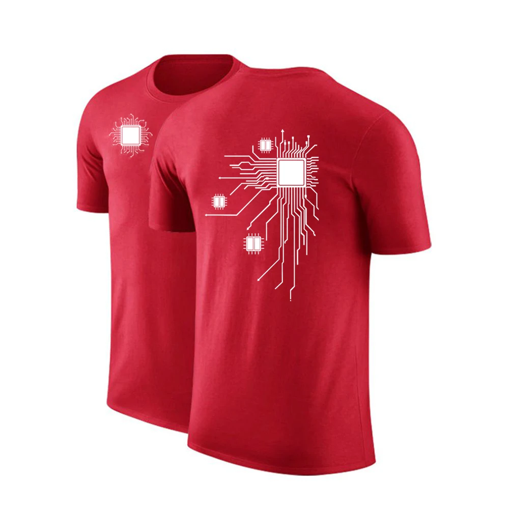 CPU Processor Circuit Diagram 2023 Summer New Fashion Men Solid Color Short Sleeve Hight Quality Popular Casual Tee Clothing