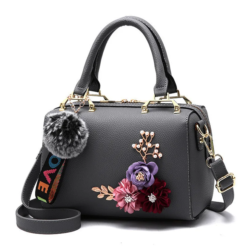 2022 New Fashion Flowers Designer Pu Leather Crossbody Bags for Women Vintage Small Shoulder Handbags Female Casual Top-Handle