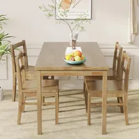 43.3 inch Solid Wood Indoor Modern Rectangular Dining Table Set for 4, Table and 4 Solid Wood Dining Chairs for Kitchen 1