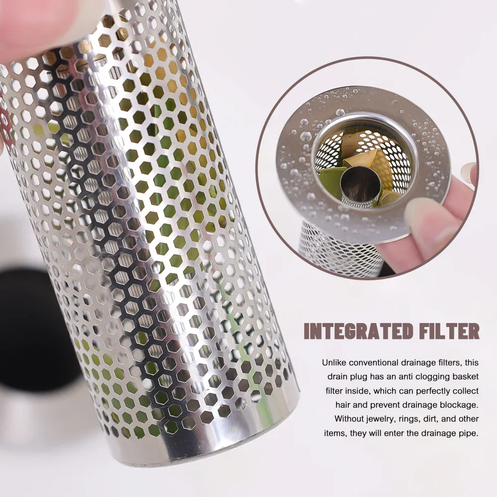 Sink Filter Floor Drain Filter Stainless Steel Pop-Up Bounce Core Basin Stopper Washbasin Plug Anti-clog Hair Catcher Shower Sink Strainer