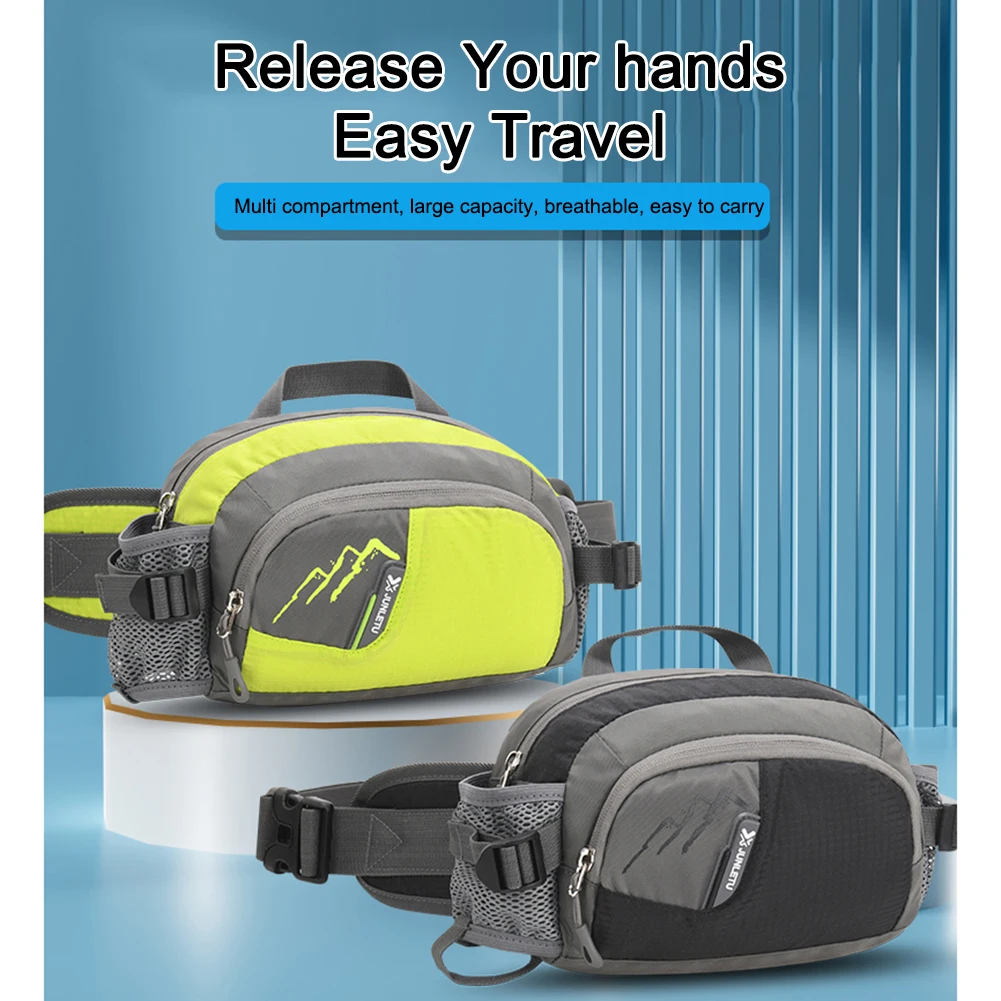 Fanny Pack Running Belt Purse Phone Pouch Nylon Sling Waist Pack with Bottle Holder for Running Hiking for Hydration for Jogging 2