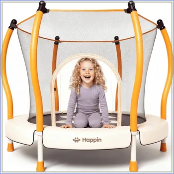 55'' Trampoline for Kids with Safety Enclosure, Indoor & Outdoor Toddler Trampoline, Ultra Safe Design, Perfect Gift for Boys & Girls Ages 1-8