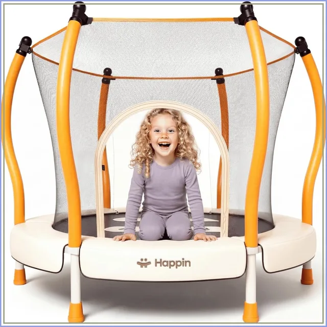 22601-154eec.jpg 55'' Trampoline for Kids with Safety Enclosure, Indoor & Outdoor Toddler Trampoline, Ultra Safe Design, Perfect Gift for Boys & Girls Ages 1-8