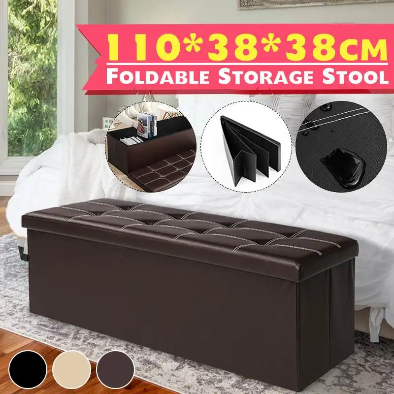 

Large Storage Benches Foldable Stool with Storage Space Home Sofa Ottoman Seat Bench Chest Storage Box Living Room Furniture