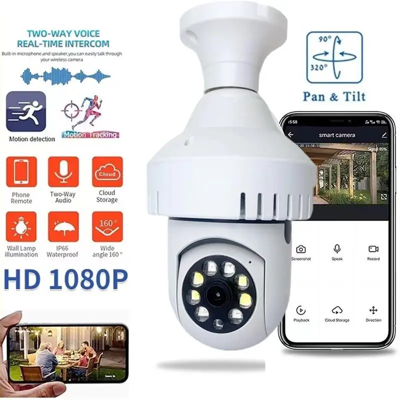 

1080P детектор дыма, Wi-Fi камера с лампочкой, камера обнаружения движения, дымовая сигнализация для дома, кухни, отеля, ресторана