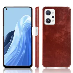 Premium PU Leather Skin Shockproof Hard Back Phone Case for Oppo Reno 9A (Brown)