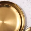 Golden Tray Luxury Metal Round Storage Tray Smiple Snack Cake Display Stainless Steel Metal Plate Photography Props Home Decor 4