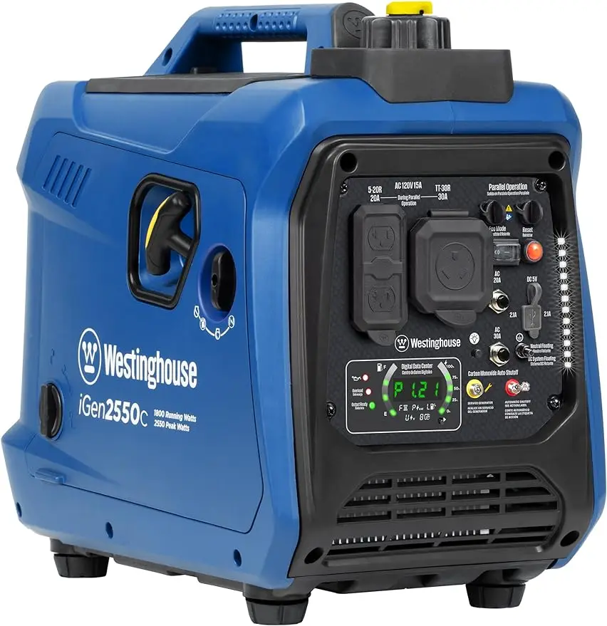 

Westinghouse 2550 Peak Watt Super Quiet & Lightweight Portable Inverter Generator, RV Ready 30A Outlet, Gas Powered