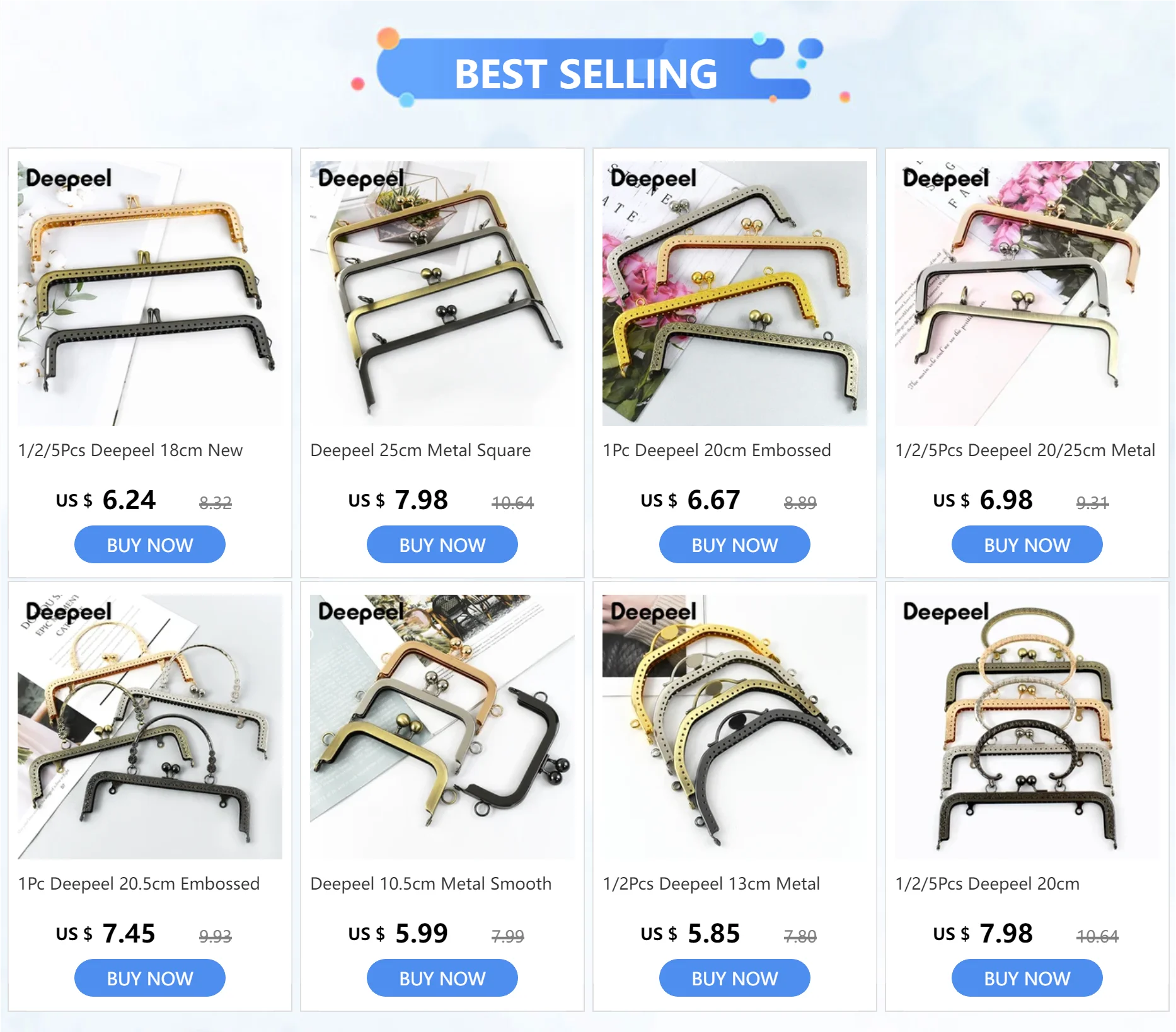 1/2/5 Stück Deepeel 8,5 cm Metallrahmen Geldbörse Nähklammern Rose Schnalle Griff Münzen Taschen Kussverschluss Handtasche Hardware Zubehör – Detail 1