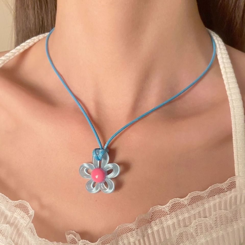 All-match Floral Necklace Women Clavicle Chain Trendy Pastoral Style Color Contrast Collar Chain INS Jewelry Women Girls