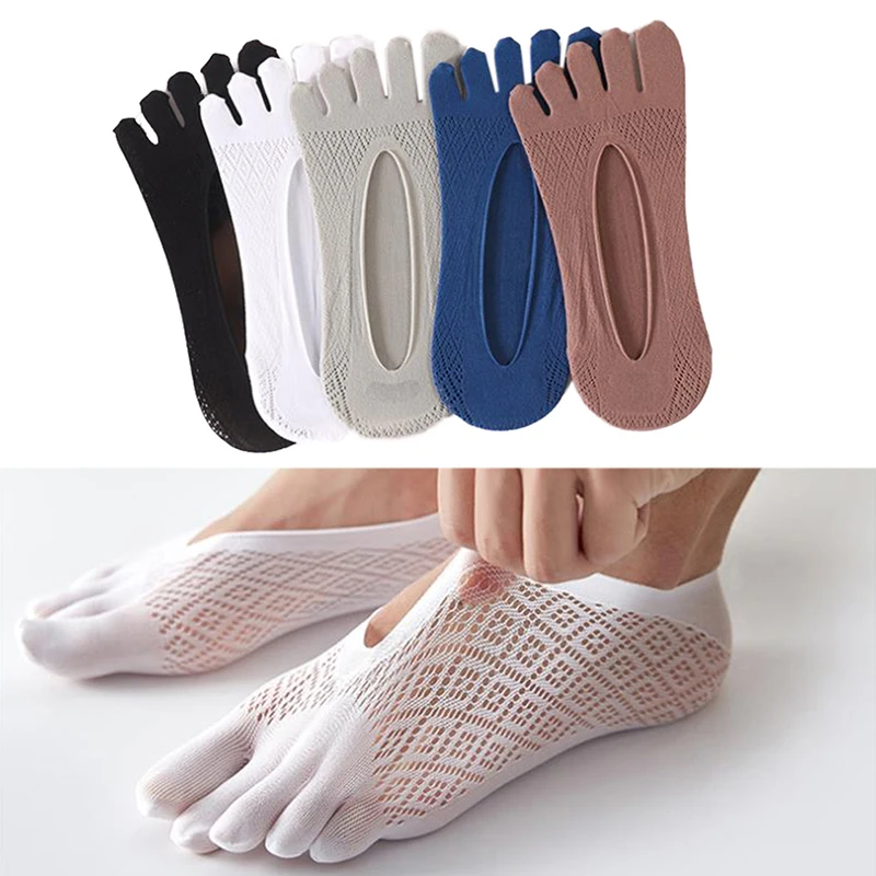 Sommer Slipper Kappe Socken Mesh Hohl Keine Show Socken Schweiß absorbieren Boot Socke Knöchel Kurze Socken Atmungsaktiv Fünf Finger socken – Detail 2