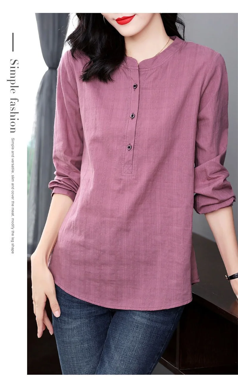 Large Size Mid Length Women Thin O-Neck Cotton Shirt Tops Coat 2025 Spring Autumn Female Long Sleeve Cardigan Blouse Jacket 5XL