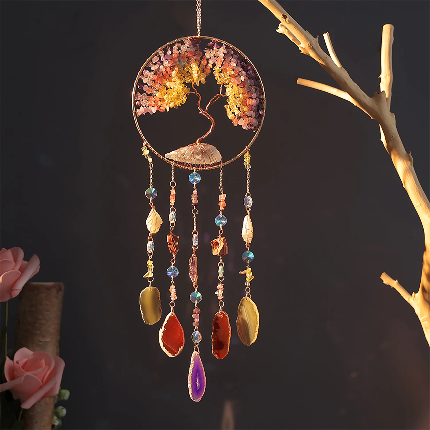 Purple Moon Dreamcatcher With Amethyst Boho Gemstone Wall Hanging for Bedroom, Lunar Sun Catcher Spiritual Decor, Gift for Her Purple Moon Dreamcatcher With Amethyst Boho Gemstone Wall Hanging for Bedroom, Lunar Sun Catcher Spiritual Decor, Gift for Her