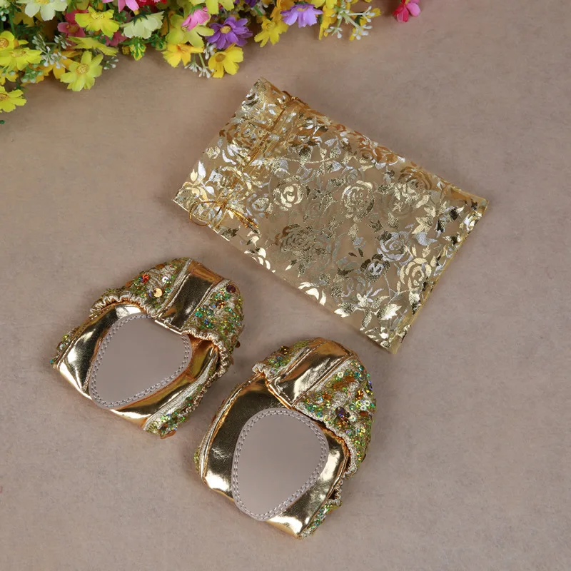 1pair/lot woman belly dancing sequin shoes lady dancing soft indoor shoes