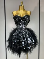 Black Sequins Sparkling Two-Piece Set for Party Nightlife