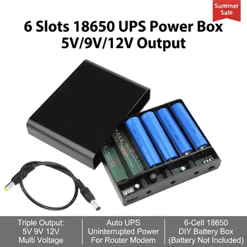 DC UPS 5V 9V 12V Uscita 6x18650 Batteria Alimentazione ininterrotta FAI DA TE Power Bank Box per casa Router Cellulare Tablet Modem