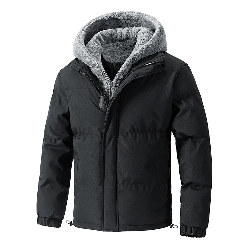 8XL puffer jacket mens thick warm plus size winter jacket men cotton fleece padded hooded parkas fake two piece coats outwear cotton jacket parkas coat parka coat puffer jacket