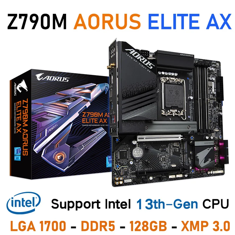 

Gigabyte Z790M AORUS ELITE AX LGA 1700 Motherboard DDR5 7600MHz 128GB Support for the 13th 12th Gen LGA 1700 CPU Z790 Mainboard