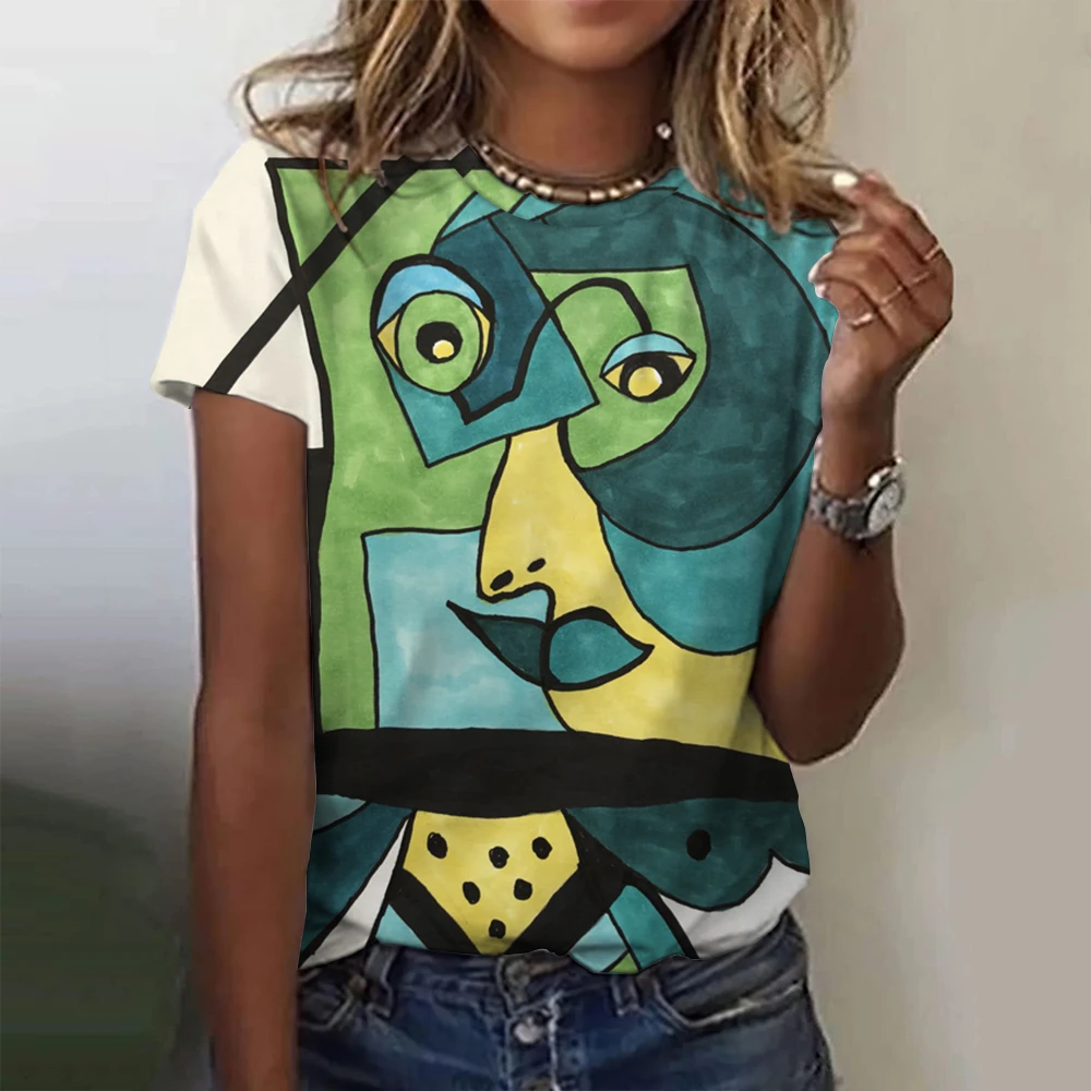 Dam t-shirt för sommar med 3d blommig tryck oversized topp_voghion.com