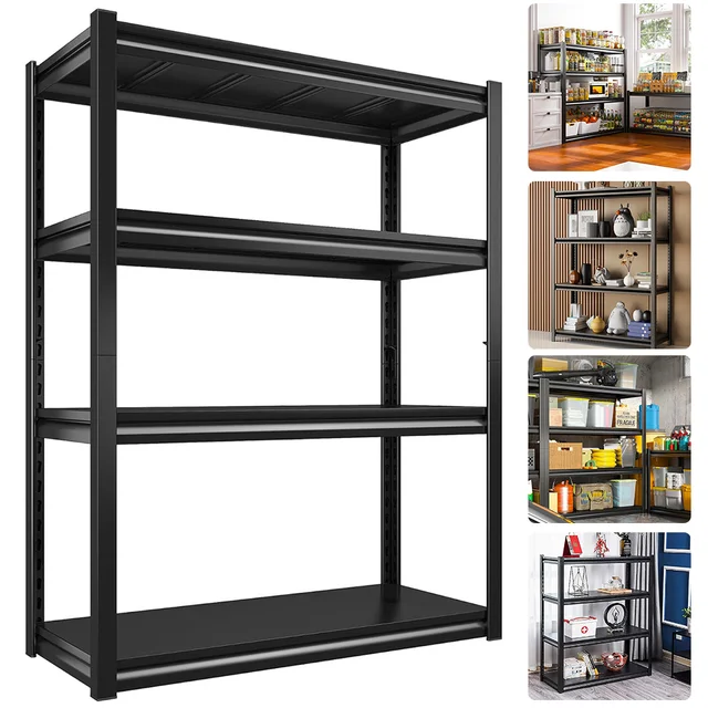 Étagères de rangement à 4 niveaux, étagère métallique réglable, unité d'étagère de Garage robuste, étagères de rangement pour entrepôt et balcon 1
